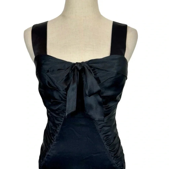 Vintage Betsey Johnson Y2K Silk Ruched Bow Pencil Dress Rockabilly Pin Up - Picture 3 of 10